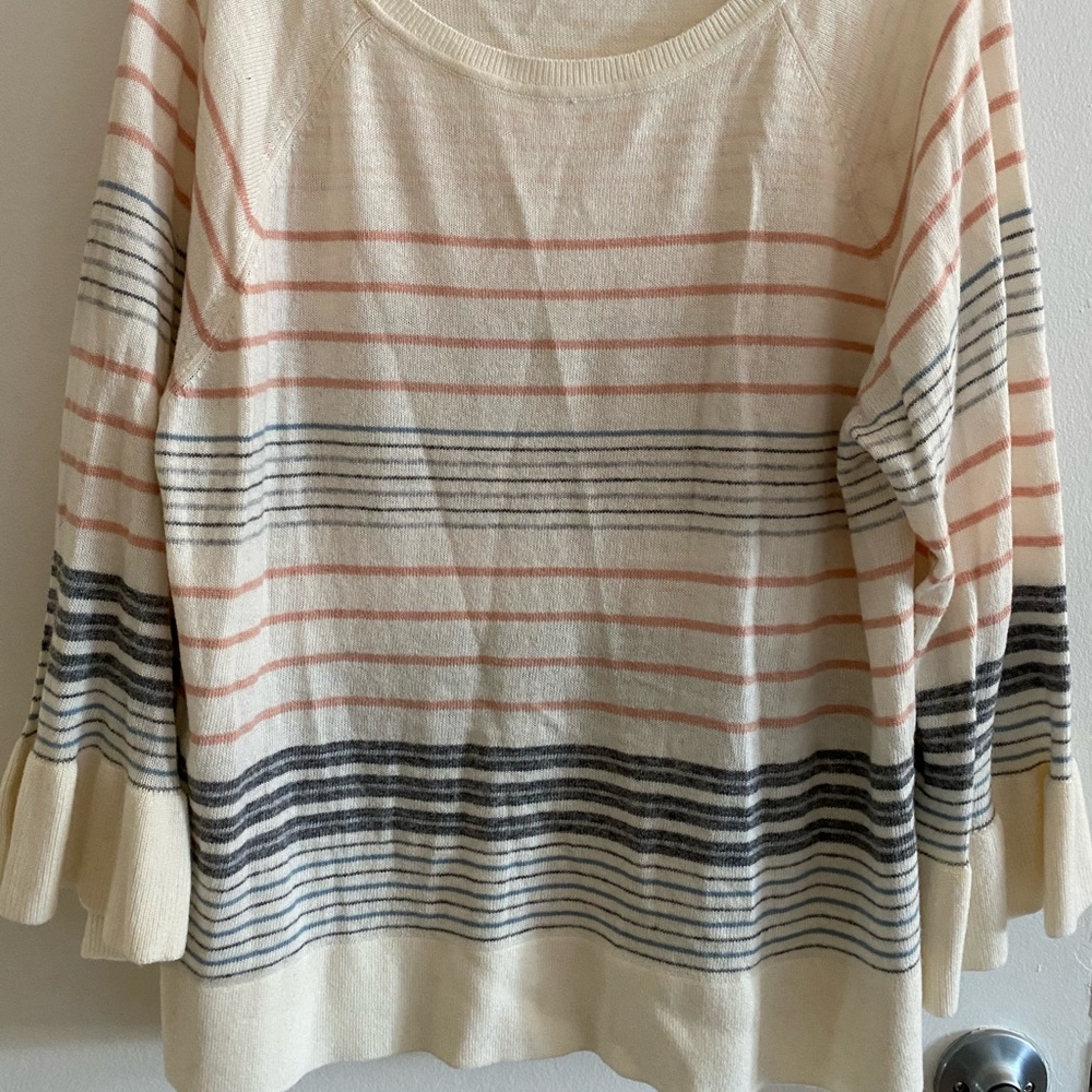 LOFT lightweight flare sleeve striped sweater